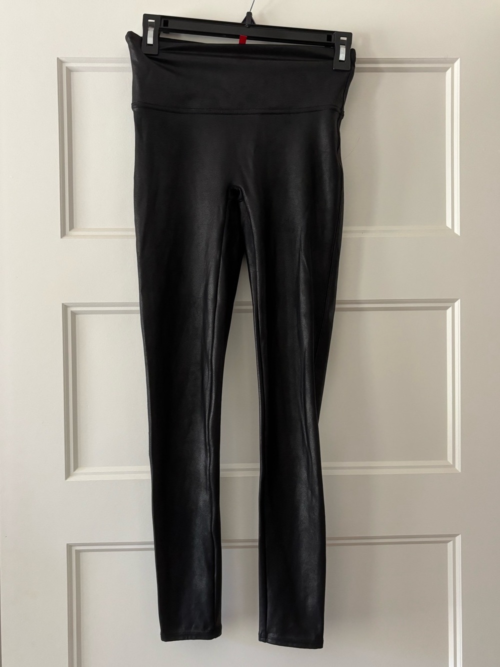 SPANX Black Faux Leather High-Waist Leggings Petite Medium